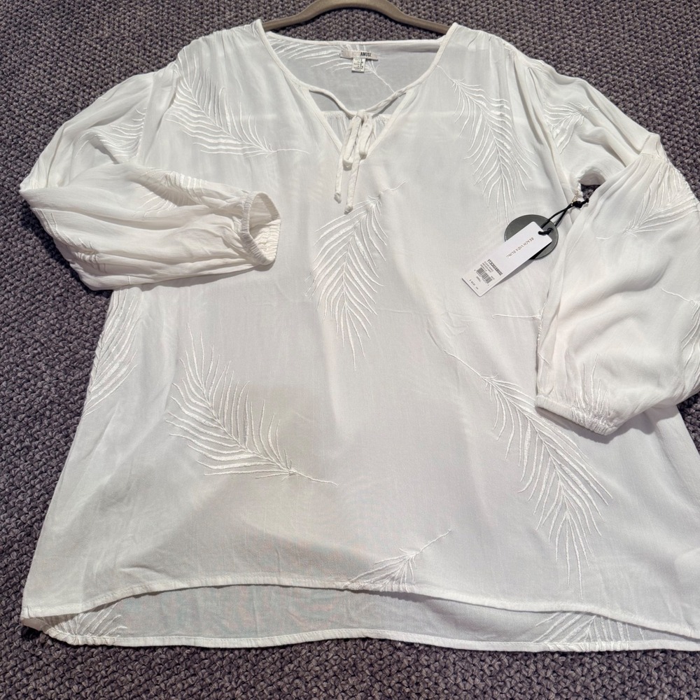 Amuse Society S Clear Skies White Embroidery Boho Beach Cover Up Top Peasant NWT